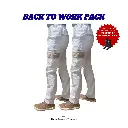 Set 2 Back to Work Pack - WHITE PAINTERS CARGO TROUSERS