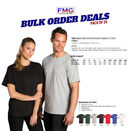 TS20 Budget Unisex Tee Shirt - Pack of 20